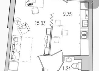 Однокомнатная квартира на продажу, 38.6 м2, Санкт-Петербург, муниципальный округ № 15