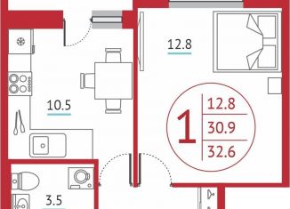 Однокомнатная квартира на продажу, 32.6 м2, Ростов-на-Дону, жилой комплекс Западная Резиденция, лит9, ЖК Западная Резиденция