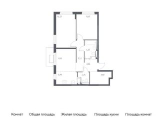 Продается двухкомнатная квартира, 62.3 м2, Московская область, жилой комплекс Прибрежный Парк, 8.1