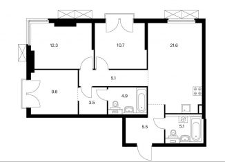 Продам 3-комнатную квартиру, 78.3 м2, Москва, Волоколамское шоссе, 71/13к1, ЖК Холланд Парк