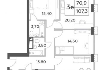 4-комнатная квартира на продажу, 107.3 м2, Москва, метро Раменки, проспект Генерала Дорохова, вл1к1