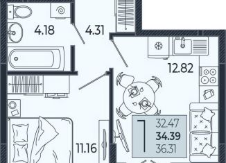 Продажа 1-комнатной квартиры, 34.4 м2, Краснодар, Адмиралтейский бульвар, 1