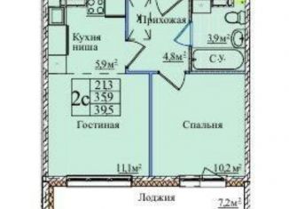 Двухкомнатная квартира на продажу, 39.5 м2, Новосибирск, метро Площадь Ленина, 1-я Чулымская улица, 12с