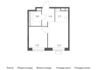 Продается 1-ком. квартира, 34.3 м2, Московская область, жилой комплекс Прибрежный Парк, 9.2