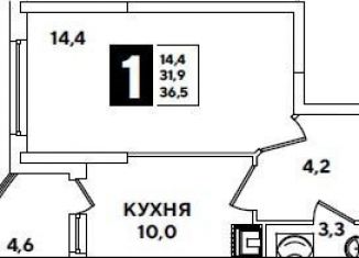 Продажа 1-ком. квартиры, 31.9 м2, Краснодар, ЖК Самолёт-4, улица Ивана Беличенко, 95к1