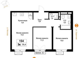 Продам трехкомнатную квартиру, 58.5 м2, Москва, район Филёвский Парк, Большая Филёвская улица, 3к4