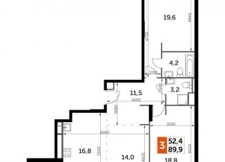 3-ком. квартира на продажу, 89.9 м2, Москва, станция Хорошёво, Шелепихинская набережная, 40к2