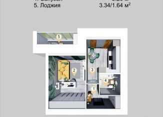 Продается однокомнатная квартира, 34.6 м2, Йошкар-Ола, микрорайон Фестивальный