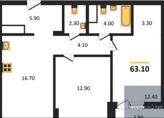 Продаю двухкомнатную квартиру, 63.1 м2, Воронеж, бульвар Содружества, 1, Железнодорожный район