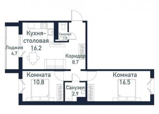 Продам 2-комнатную квартиру, 56.6 м2, Челябинская область