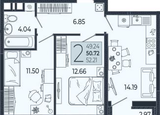 Продам 2-комнатную квартиру, 50.7 м2, Краснодар, Адмиралтейский бульвар, 1, микрорайон Россинского