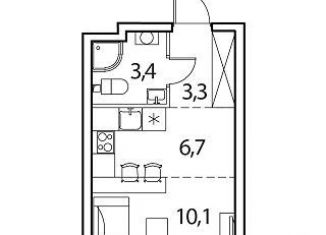 1-комнатная квартира на продажу, 23.7 м2, деревня Рузино, микрорайон Кутузовский, 3к1