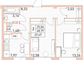 Продам 2-комнатную квартиру, 49.5 м2, Балашиха, жилой комплекс Столичный, к22