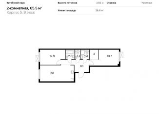 Продается 2-комнатная квартира, 65.5 м2, Санкт-Петербург, метро Фрунзенская, жилой комплекс Витебский Парк, 5