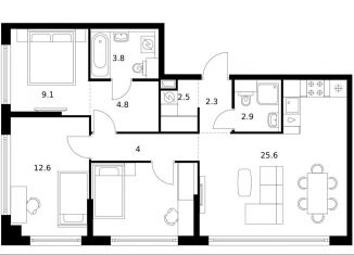 Продажа трехкомнатной квартиры, 78.1 м2, Москва, метро Кунцевская