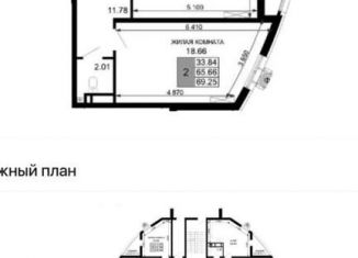 Продам 2-комнатную квартиру, 69 м2, Краснодар, ЖК Фонтаны, Воронежская улица, 47Д
