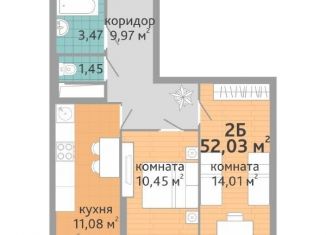 2-комнатная квартира на продажу, 52 м2, Екатеринбург, улица Краснолесья, 108/1, ЖК Добрый