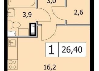 Продаю 1-ком. квартиру, 25.7 м2, Ленинградская область, Вересковая улица, 3к2