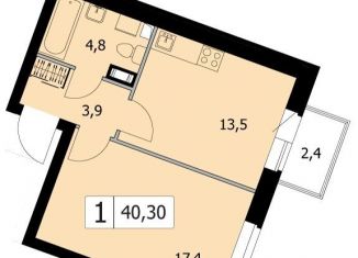 Продаю 1-комнатную квартиру, 39.6 м2, Ленинградская область, Вересковая улица, 3к2