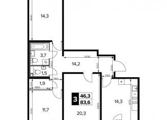 Трехкомнатная квартира на продажу, 84 м2, Москва, Ленинградское шоссе, 228к6, станция Молжаниново