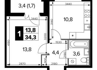 Продается 1-ком. квартира, 34.1 м2, Москва, станция Молжаниново, Ленинградское шоссе, 228к6