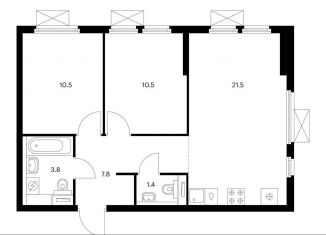 2-комнатная квартира на продажу, 55.5 м2, Мытищи