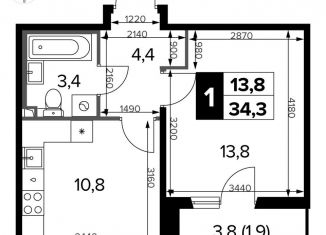 1-ком. квартира на продажу, 34.3 м2, Москва, станция Молжаниново, Ленинградское шоссе, 228к6