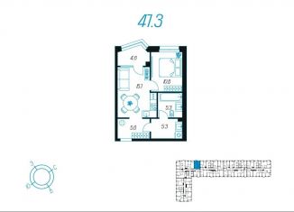 1-комнатная квартира на продажу, 47.3 м2, Тула, улица Михеева, 9