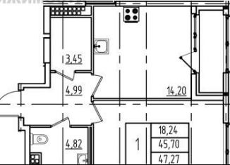 Продажа 1-комнатной квартиры, 45.7 м2, Санкт-Петербург, метро Московская, проспект Юрия Гагарина, 32к2