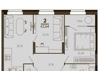 2-комнатная квартира на продажу, 62.6 м2, Рязанская область