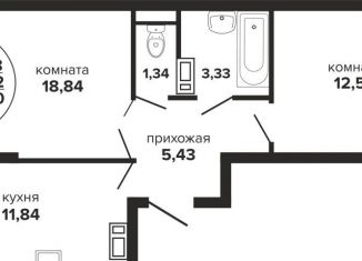 Продам 2-комнатную квартиру, 56.6 м2, Краснодар, Российская улица, 257/7лит1, микрорайон Завод Радиоизмерительных Приборов