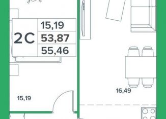 Продаю 1-ком. квартиру, 53.9 м2, село Зубово, ЖК Зубово Лайв Гарден, улица Игоря Талькова, 6