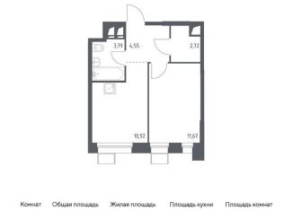 Продается 1-комнатная квартира, 33.7 м2, поселение Мосрентген, многофункциональный комплекс Тропарево Парк, к2.1