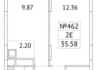 2-комнатная квартира на продажу, 35.3 м2, рабочий посёлок Томилино, микрорайон Птицефабрика, 35к1