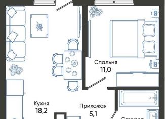 Продаю однокомнатную квартиру, 39.9 м2, Новороссийск