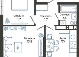 Продается 2-комнатная квартира, 43.5 м2, Новороссийск, ЖК Облака 2