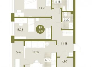 Продажа 2-ком. квартиры, 75.2 м2, Тюмень