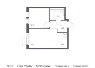 1-комнатная квартира на продажу, 36.5 м2, Московская область, квартал Ивакино, 2к1