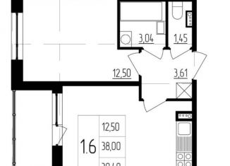 Продаю однокомнатную квартиру, 39.5 м2, Санкт-Петербург, Комендантский проспект, Комендантский проспект