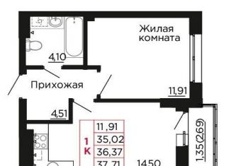 Продается однокомнатная квартира, 36.4 м2, Ростовская область