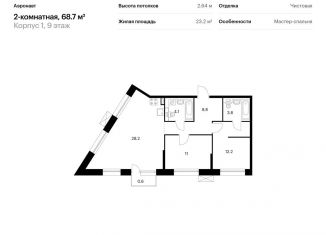 Продаю 2-ком. квартиру, 68.7 м2, Санкт-Петербург, метро Лиговский проспект, жилой комплекс Аэронавт, 1