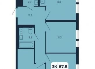 3-комнатная квартира на продажу, 67.8 м2, поселок Верхнетемерницкий