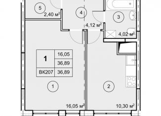 Продажа 1-комнатной квартиры, 36.9 м2, рабочий посёлок Некрасовский