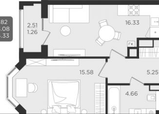 Продается однокомнатная квартира, 43.1 м2, Калининград, Центральная площадь, Ленинградский район