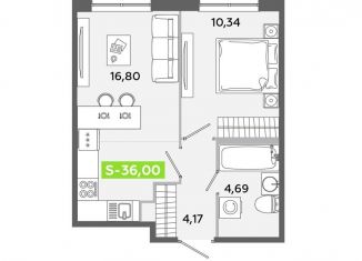 Продам однокомнатную квартиру, 36 м2, городской посёлок Янино-1