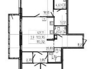 Продажа трехкомнатной квартиры, 113.7 м2, Санкт-Петербург, Вазаский переулок, 3, Вазаский переулок