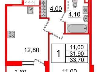 Продается 1-ком. квартира, 33.7 м2, Санкт-Петербург, муниципальный округ Светлановское