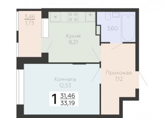 Продам однокомнатную квартиру, 33.2 м2, Воронеж