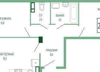 2-комнатная квартира на продажу, 58.7 м2, Краснодар, Прикубанский округ