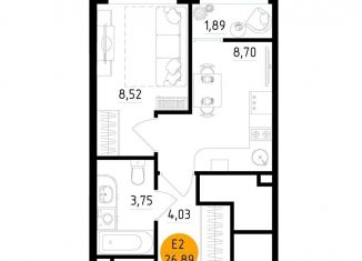 Продается 1-комнатная квартира, 26.9 м2, Рязань